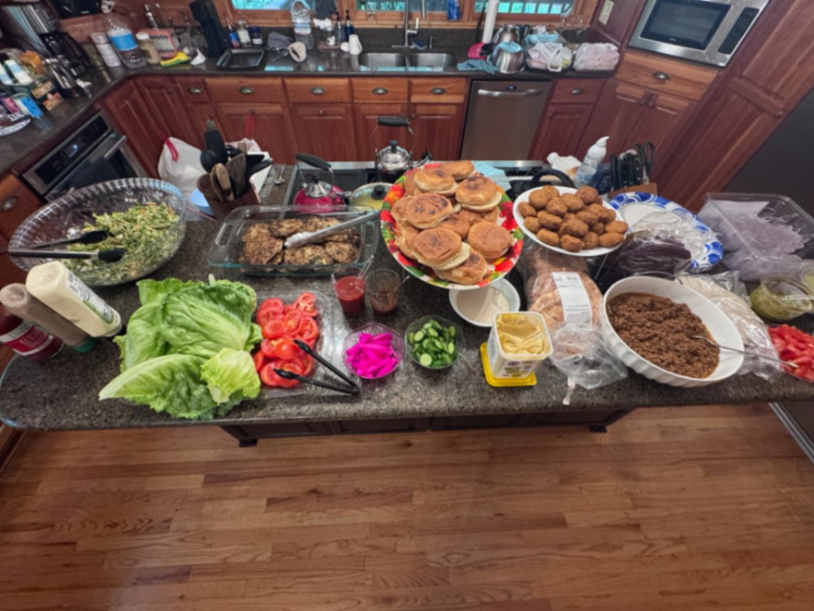 Home-cooked meal set out for the cohort